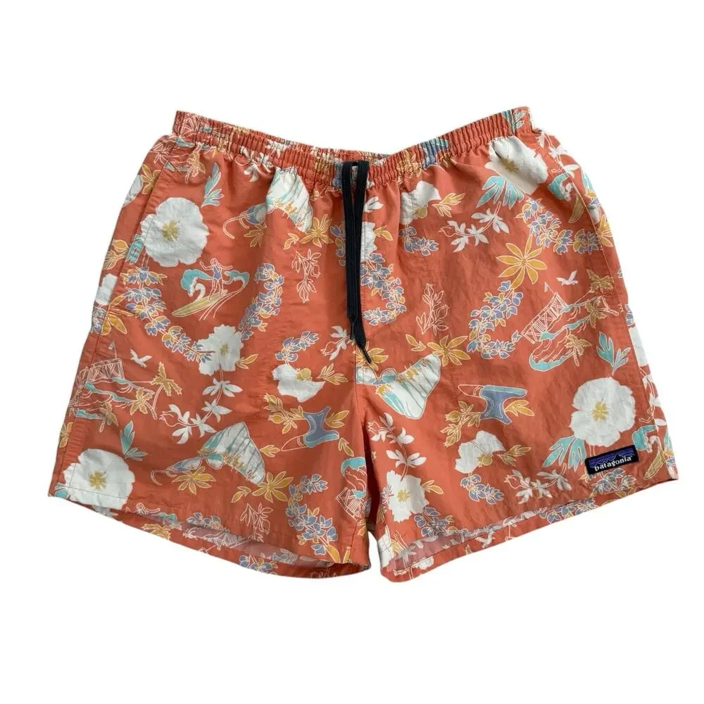 Patagonia Net Plus Shells Peach Floral Surf Shorts M